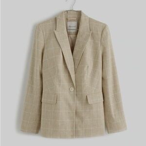 Madewell Slim Tan Plaid Blazer